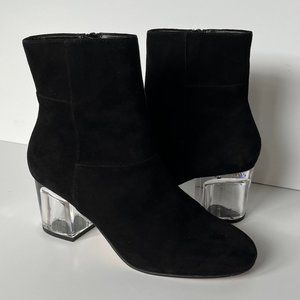 Sole Society Lucite Heel Black Suede Booties Women's size 7